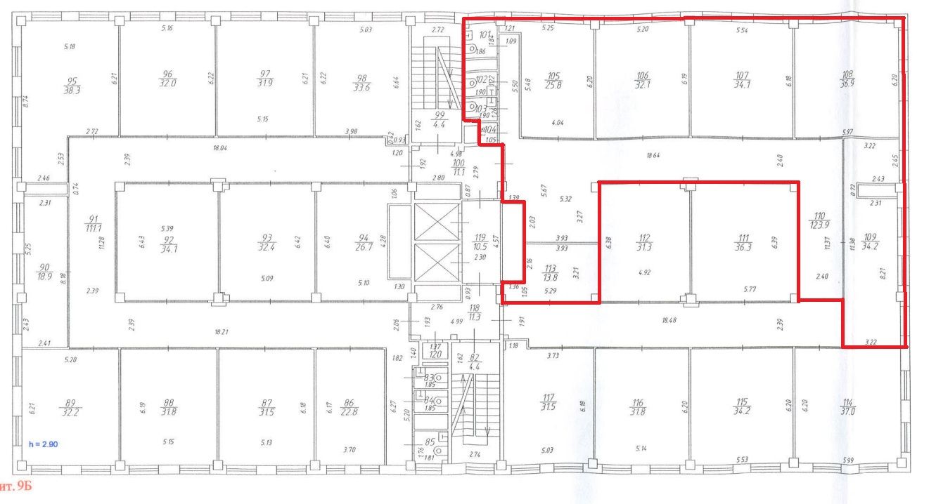 Строение 1, этаж 3, офис 254,1 м2